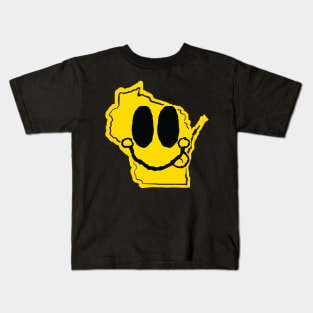 Wisconsin Happy Face with tongue sticking out Kids T-Shirt